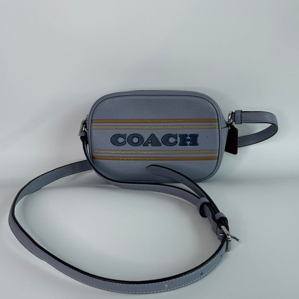 Coach Mini Jamie Camera Bag Blue Pebbled‎ Leather Crossbody CH308 Good